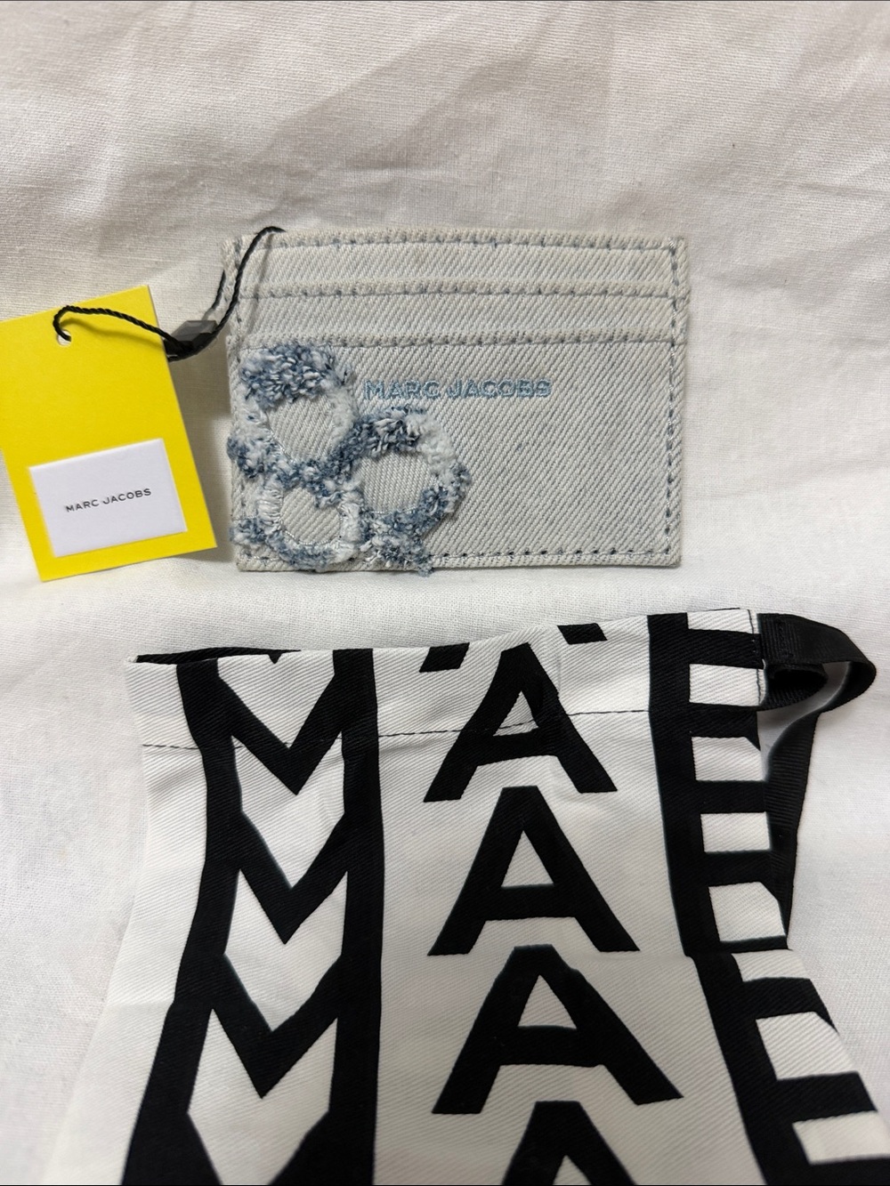 Marc Jacobs Light Blue Denim Floral Patch Card Holder